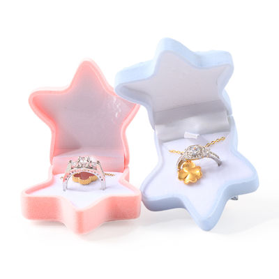 Embalaje de joyería con caja de anillo de terciopelo de estrella de mar personalizada OEM con logotipo