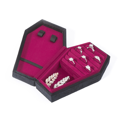 Organizador de almacenamiento personalizado de terciopelo negro Joyero de viaje Caja de regalo de joyería OEM para Navidad