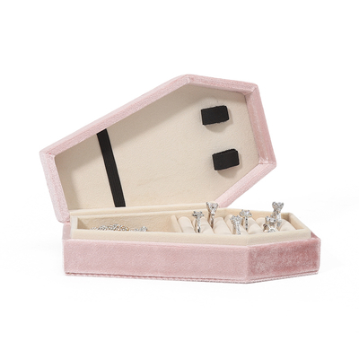 Organizador personalizado Almacenamiento de joyería de terciopelo rosa caja de viaje OEM joyería de Navidad caja de regalo