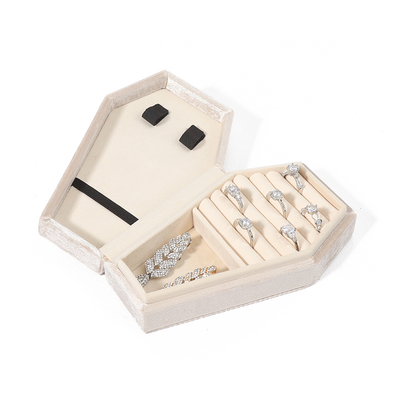 Organizador personalizado Almacenamiento de joyería de terciopelo blanco Caja de viaje de joyería de Navidad OEM caja de regalo