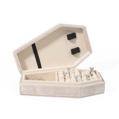 Organizador personalizado Almacenamiento de joyería de terciopelo blanco Caja de viaje de joyería de Navidad OEM caja de regalo