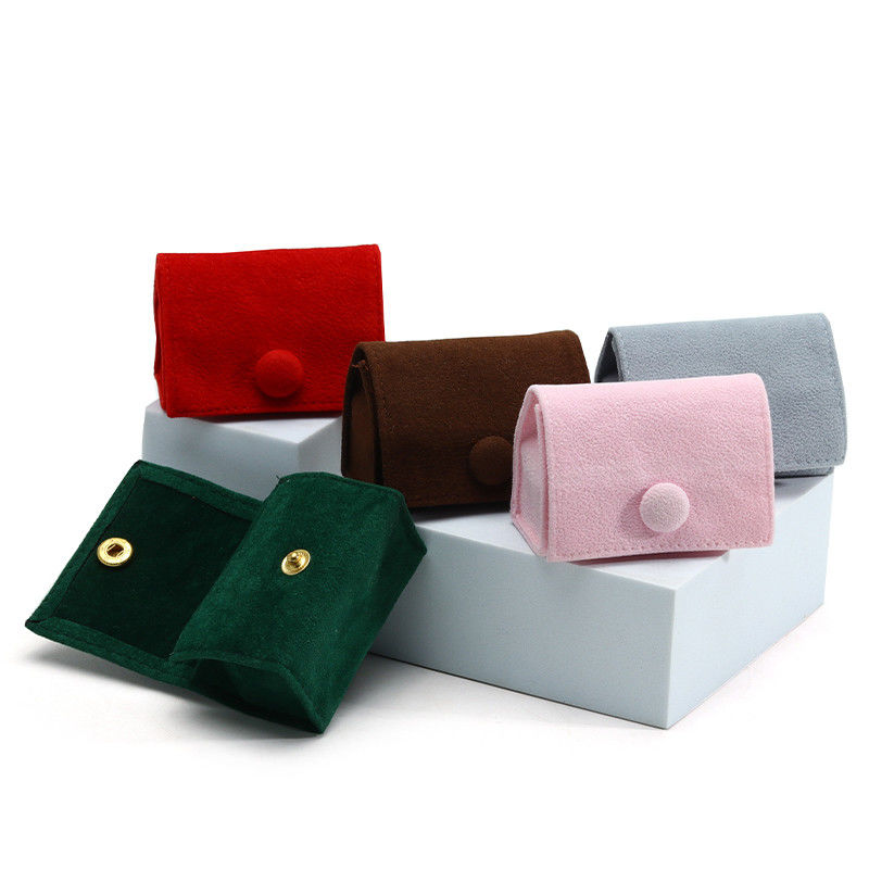 Caja de joyas de terciopelo de color dulce para almacenamiento personalizado de anillos collares y aretes