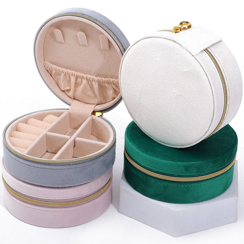 Caja de almacenamiento de joyas de terciopelo para los pendientes de logotipo personalizado collares y anillos embalaje