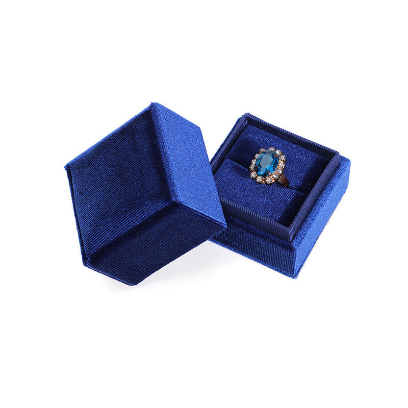 Caja de almacenamiento de anillos azules cuadrados personalizados de lujo Hanhong para papel de compromiso de boda