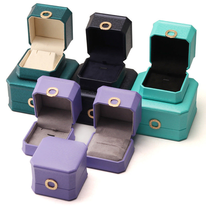 Caja cuadrada de anillos de collar con metal caja de joyas de cuero de lujo Hanhong embalaje de cuero PU