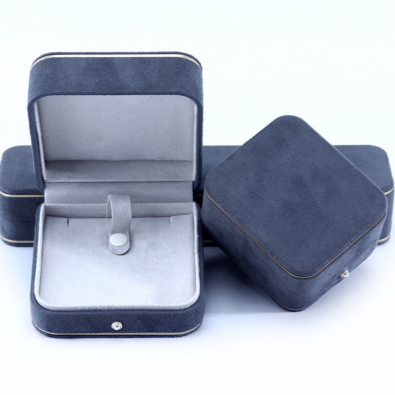 La más nueva caja de joyas de terciopelo gris para brazalete collar de anillo logotipo personalizado Hanhong 2023