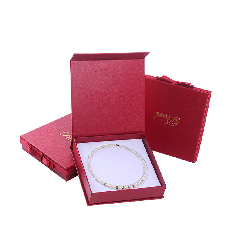 Hanhong tamaño personalizado joyería roja cartón papel caja de manga para brazalete collar