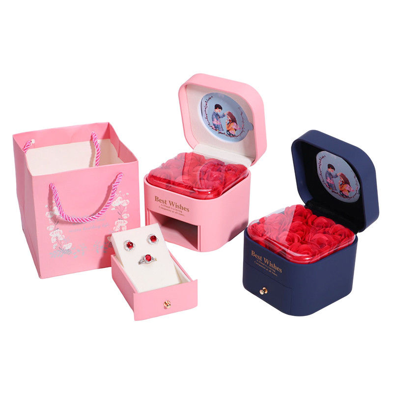 Tamaño personalizado Rosa Inmortal cajón de joyería de flores caja para pendiente de pendientes Stud