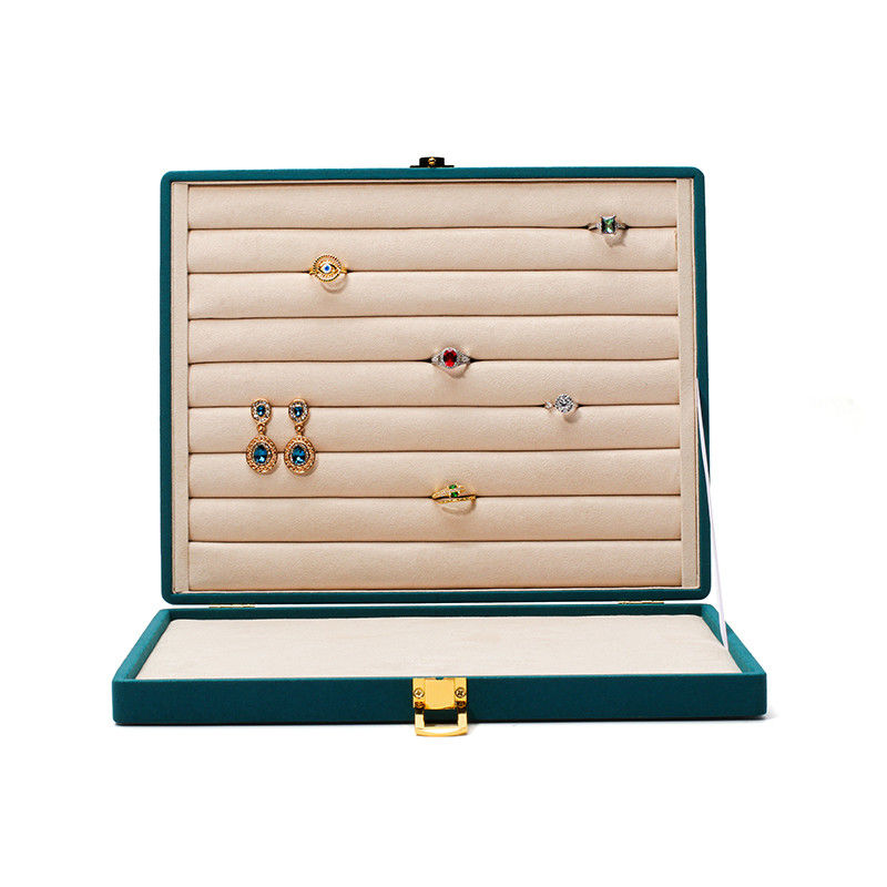Caja de almacenamiento de joyas portátiles con pendientes verdes personalizadas Caja de pendientes de viaje