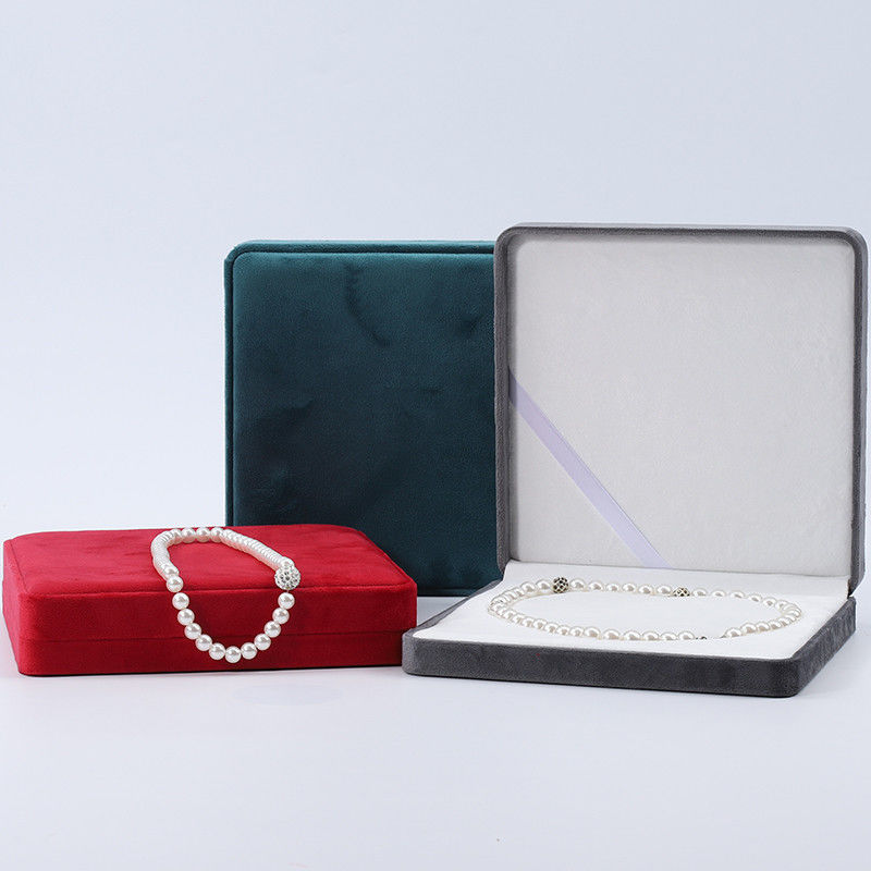 Collar de perlas de terciopelo suave de varios colores caja de almacenamiento sin resbalón caja de joyería