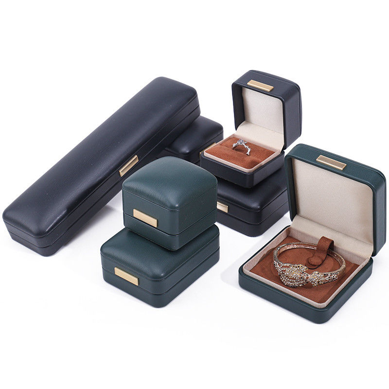 Handy techo convexo de cuero falso caja de joyería de lujo paquete con ornamento de barra de oro