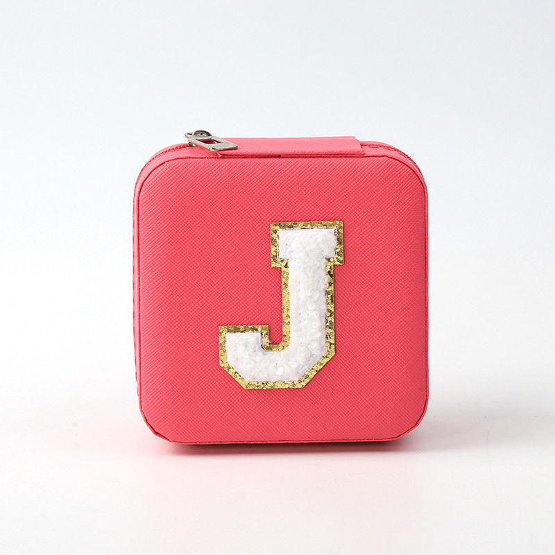 Joyería de lujo Caja de almacenamiento de regalos portátil personalizada de cuero pequeño Rosa Roja Joyería organizador de viajes