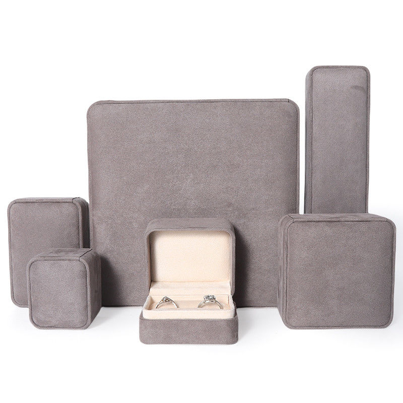 Caja de embalaje de joyería gris premium personalizada de alta gama para conjuntos de joyería grandes: collar, pulsera, pendientes, embalaje de anillos