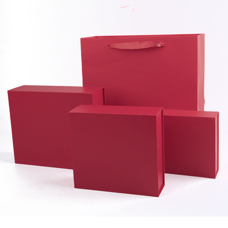 Fabricación al por mayor de cajas de regalo magnéticas de alta calidad con logotipo personalizado de lujo, ecológicas, de cartón, papel, rojas, para joyas.