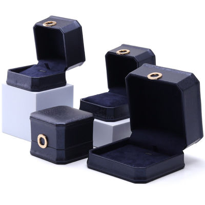 11*11*6cm caja de joyas de cuero Hanhong cuadrado collar de anillo caja con metal azul lujo