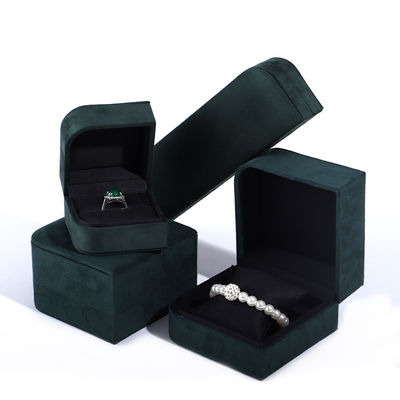 Paquete de joyas de piel de microfibra verde de lujo para pendientes y anillos de Hanhong