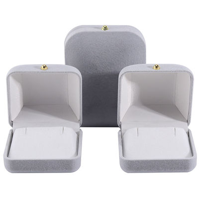 Caja de joyería de terciopelo gris de Hanhong para pulseras, pendientes, collares y anillos personalizados
