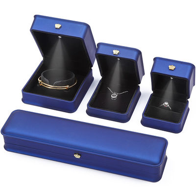 Caja de almacenamiento de joyas de lujo caja de joyas de color azul oscuro