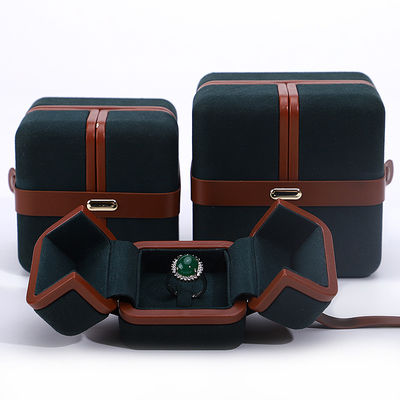 Caja de joyas Hanhong para logotipo personalizado Rellar verde Brazalete Collar Anillo de embalaje