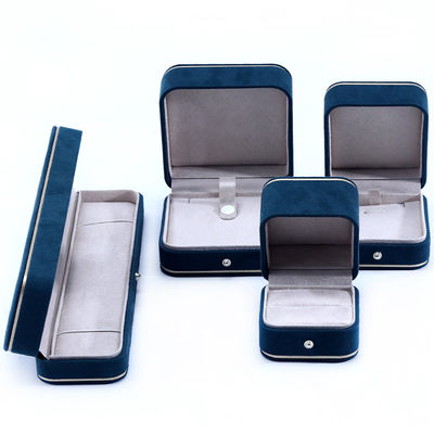 Cajas de joyas de material de terciopelo para Hanhong 2023 Logotipo personalizado Brazalete azul Caja de brazalete