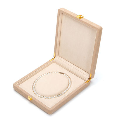 Paquete de joyas de lujo para collar de perlas caja de almacenamiento de anillo de cuero de microfibra blanca redondeada personalizada