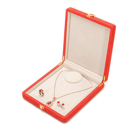 Caja de embalaje de joyas de cuero de microfibra naranja de Hanhong para collar de perlas de lujo
