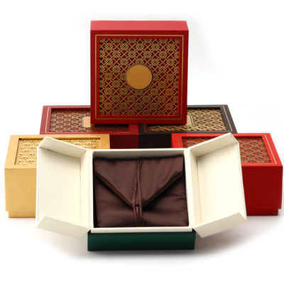 Caja de embalaje de joyería de papel de cartón de estilo antiguo con decoración texturizada