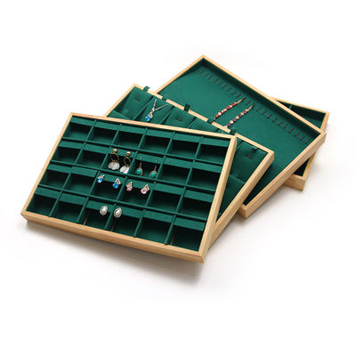 Custom Wooden Jewelry Display Plate Multiple Compartments for Ring Ear Studs Pendant