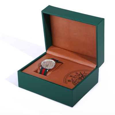 Impresión interna llamativa caja de embalaje de relojes de lujo de cuero falso para regalo