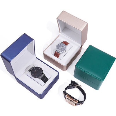 Brush Grain Smooth False Leather Reloj de almacenamiento caja hecha a mano Chic Luxury Packaging para hombres
