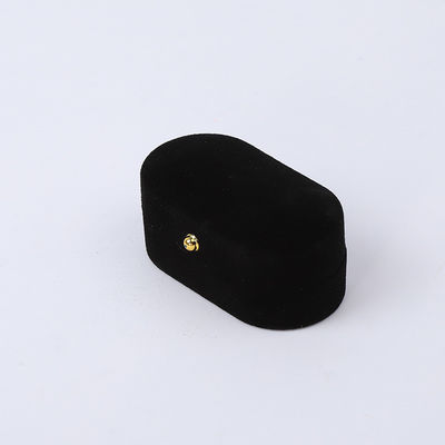Envasado de joyas de terciopelo negro personalizado Engaño de boda Anillo doble Caja de joyas de lujo
