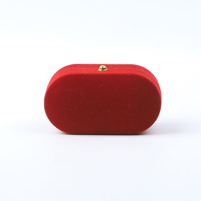 Caja de joyería de lujo personalizada de terciopelo rojo personalizada envasado de joyería boda compromiso caja de anillo doble
