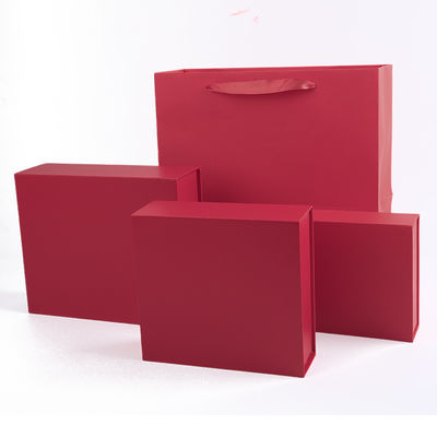 Fabricación al por mayor de cajas de regalo magnéticas de alta calidad con logotipo personalizado de lujo, ecológicas, de cartón, papel, rojas, para joyas.