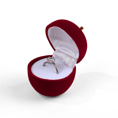 personalizable personalizado hign final terciopelo caja de anillos de joyería roja para el regalo de Navidad