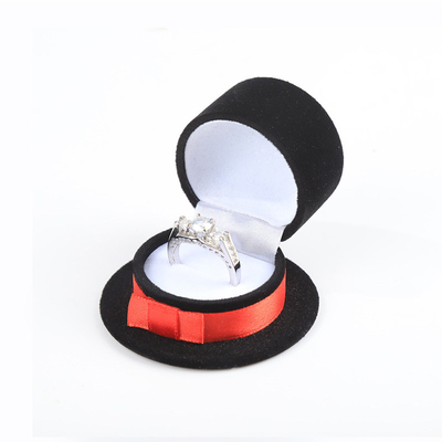 Caja de anillos de joyería negra de terciopelo Magic Hat personalizada y de alta gama para las vacaciones