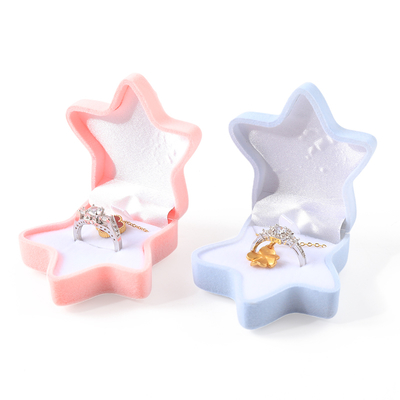 personalizado de alta calidad estrella de mar flip anillo de terciopelo caja de joyería embalaje