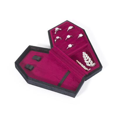 Organizador de almacenamiento personalizado de terciopelo negro Joyero de viaje Caja de regalo de joyería OEM para Navidad