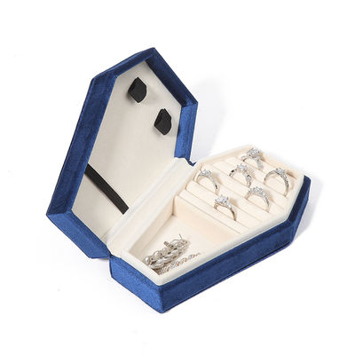 Organizador personalizado Almacenamiento de joyería de terciopelo azul caja de viaje OEM joyería de Navidad caja de regalo